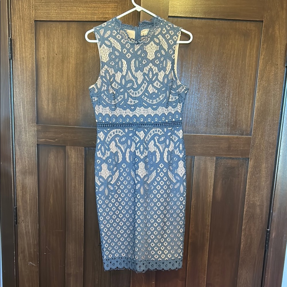 Elegant Blue Lace Dress